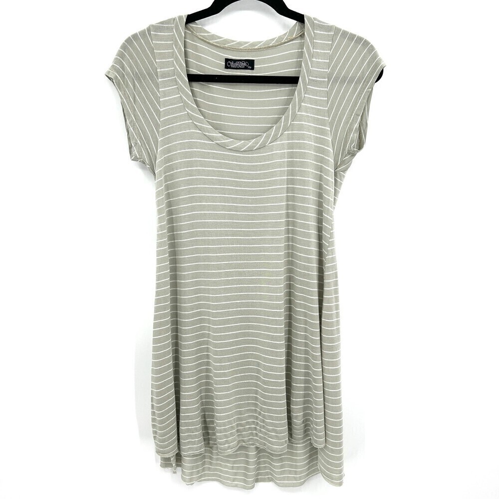 LAUREN MOSHI Gray White Stripe 100% Micro Modal Super Soft Tunic Top Size XS